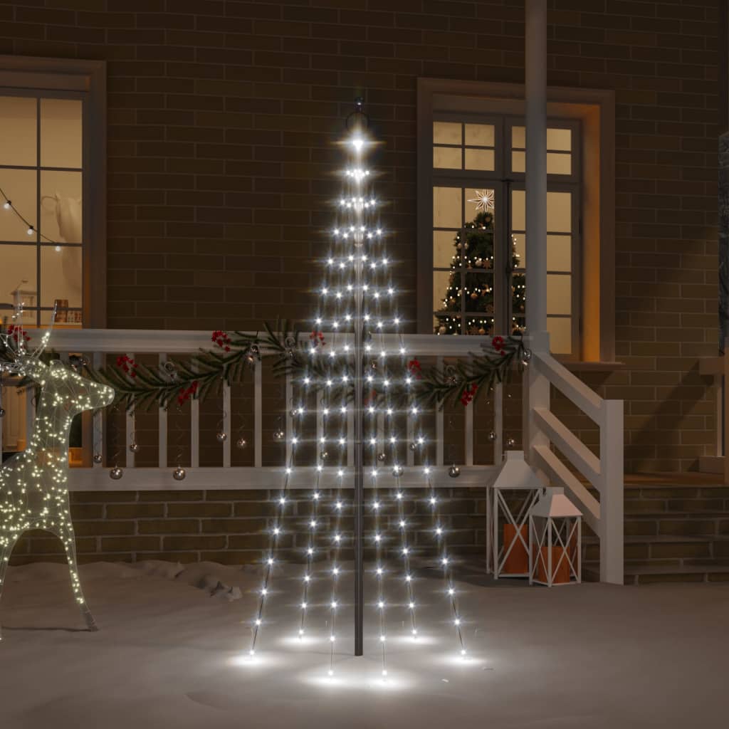 LED-Weihnachtsbaum für Fahnenmast Kaltweiss 108 LEDs 180 cm