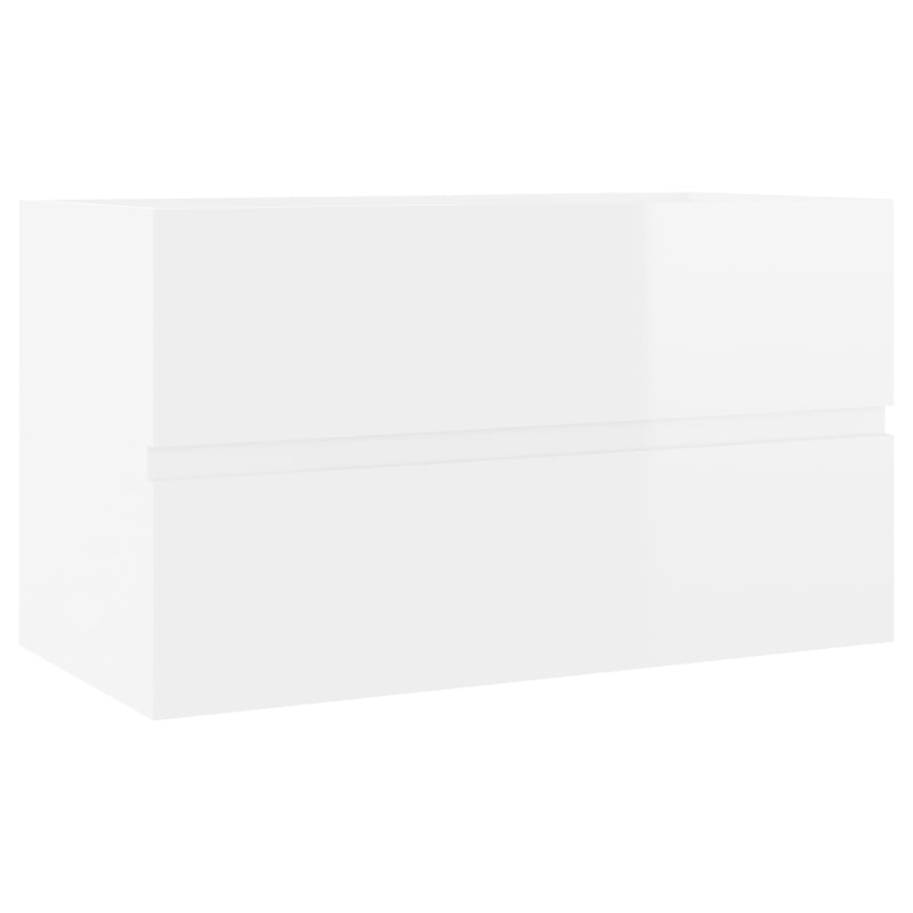 Armoire d'évier Blanc brillant 80x38,5x45 cm Bois d'ingénierie