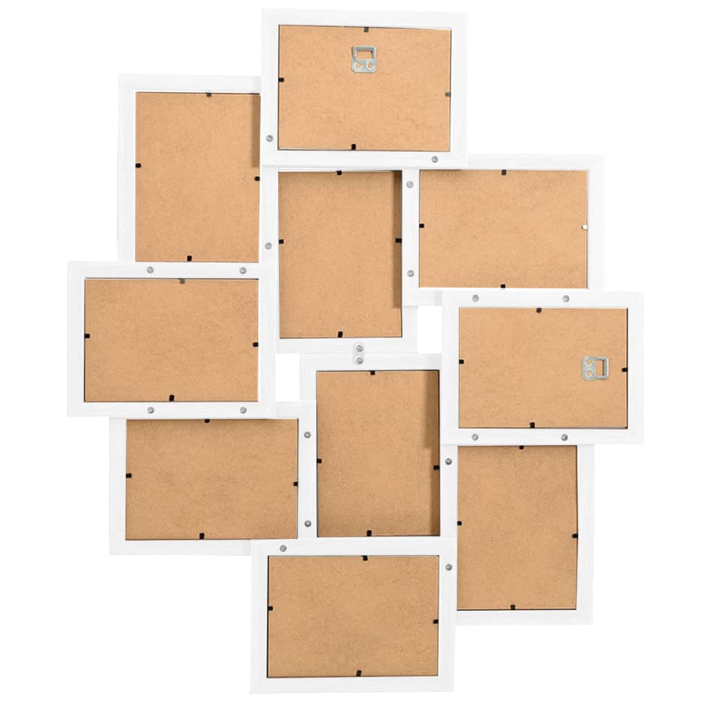 Collage Photo Frame for 10x(10x15 cm) Picture White MDF