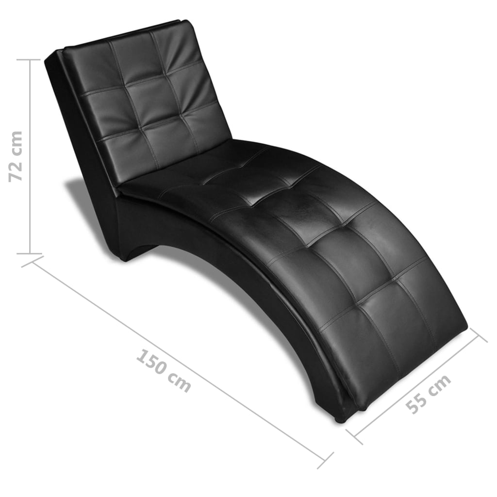 Chaise longue avec oreiller Noir Similicuir