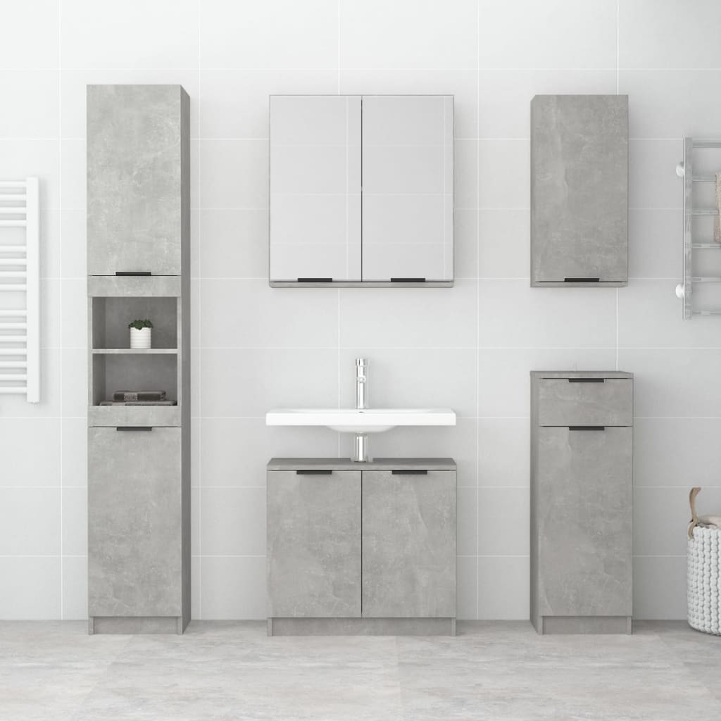 Bathroom Cabinet Concrete Grey 32x34x188.5 cm Engineered Wood