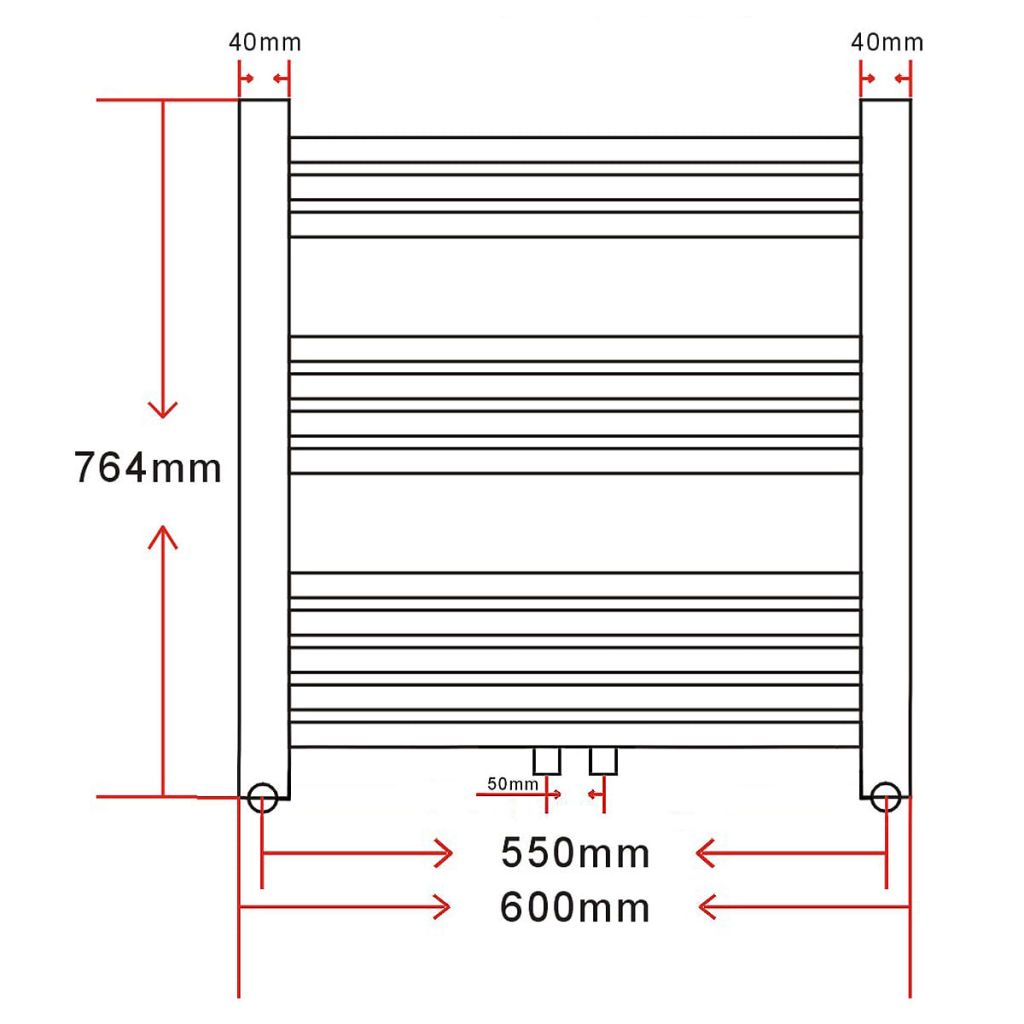 Bathroom Central Heating Towel Rail Radiator Straight 600 x 764 mm