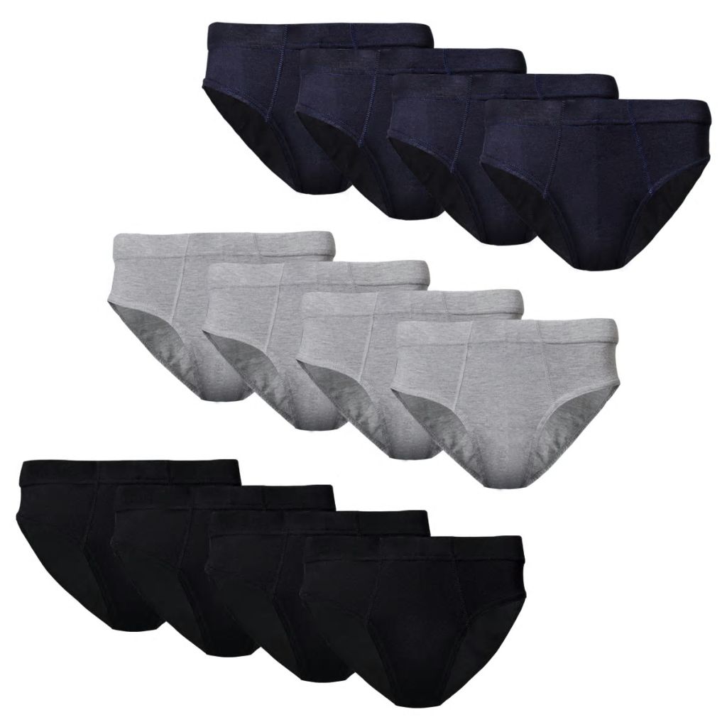 12 pcs Men‘s Slip Briefs Underwear Cotton Mixed Colour Size XL