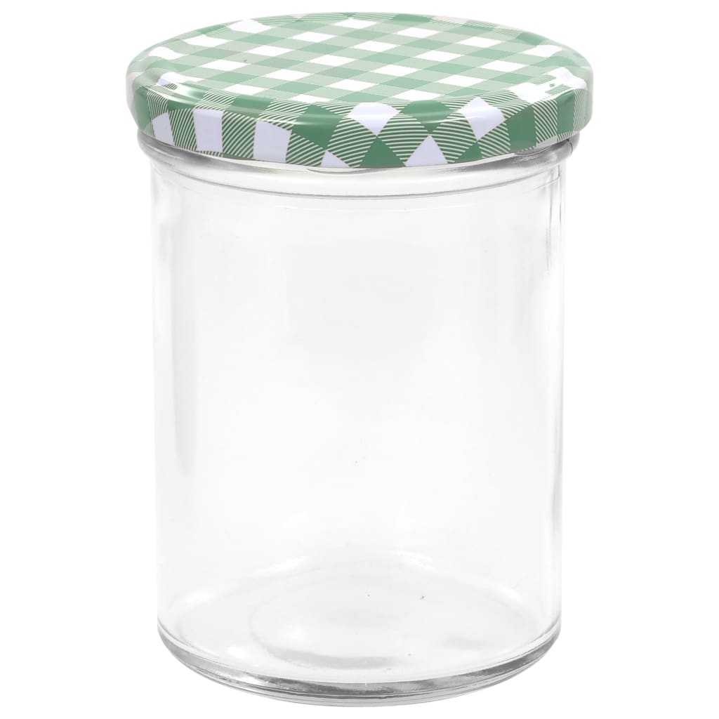 Glass Jam Jars with White and Green Lid 24 pcs 400 ml