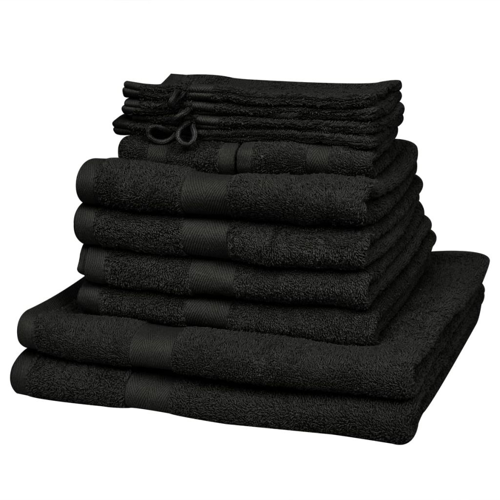 12 Piece Home Towel Set Cotton 500 gsm Black