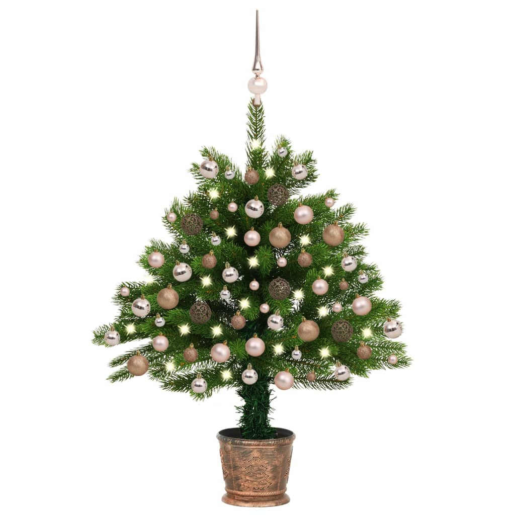 Arbre de Noël artificiel pré-éclairé et boules 65 cm vert