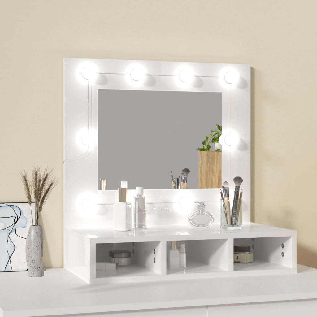 Armoire à miroir avec LED Blanc brillant 60x31,5x62 cm