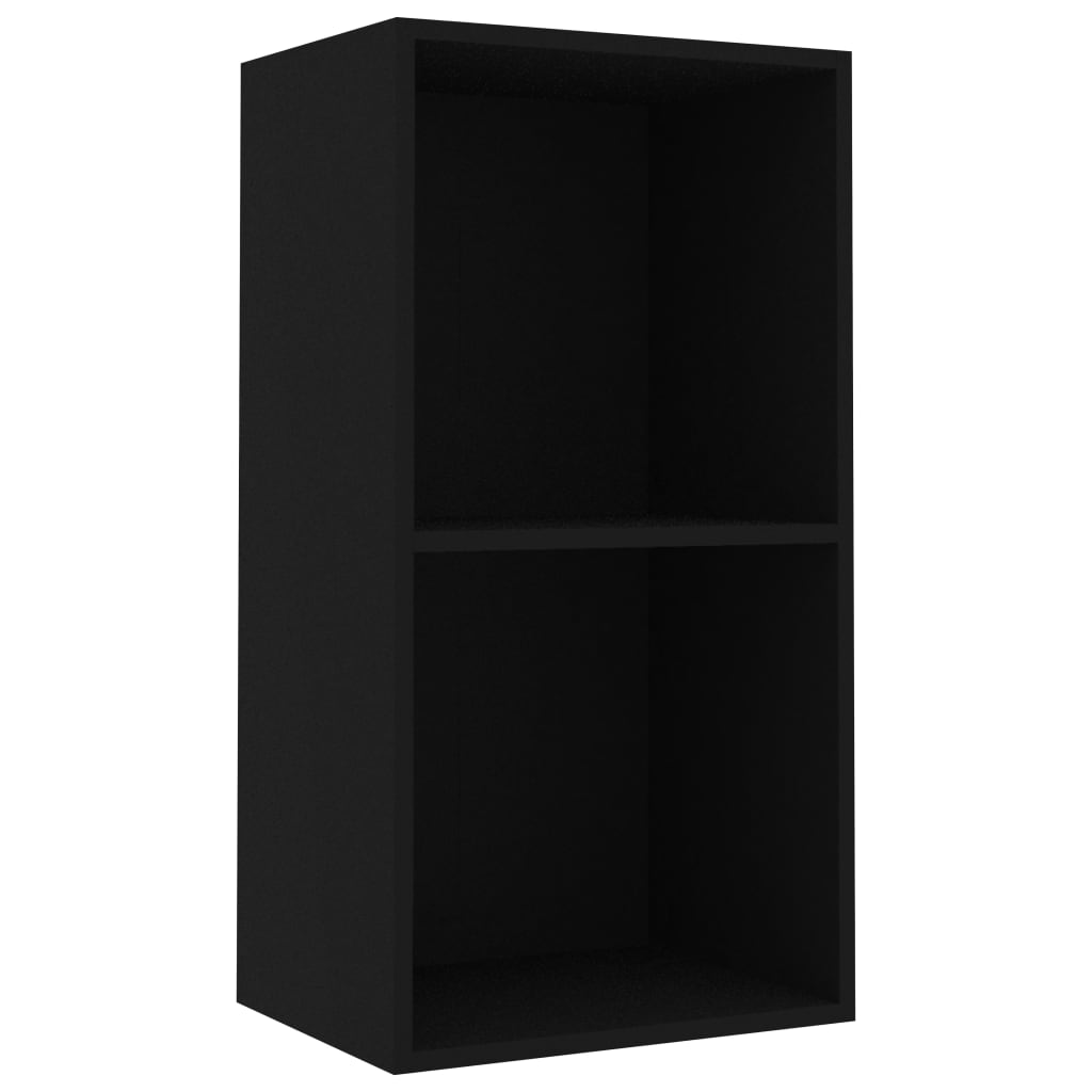 2-Tier Book Cabinet Black 40x30x76.5 cm Engineered Wood