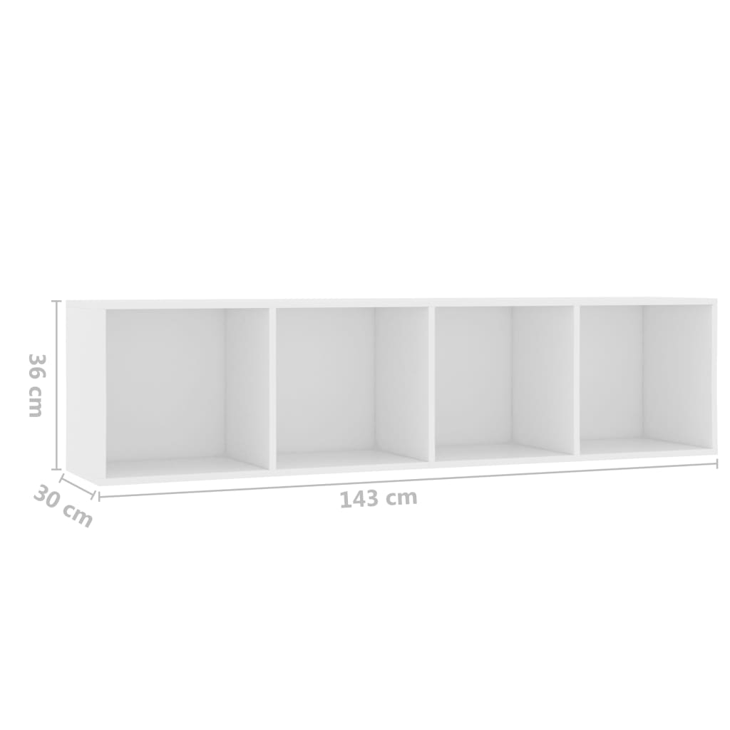 Bücherregal/TV-Schrank Weiss 143×30×36 cm