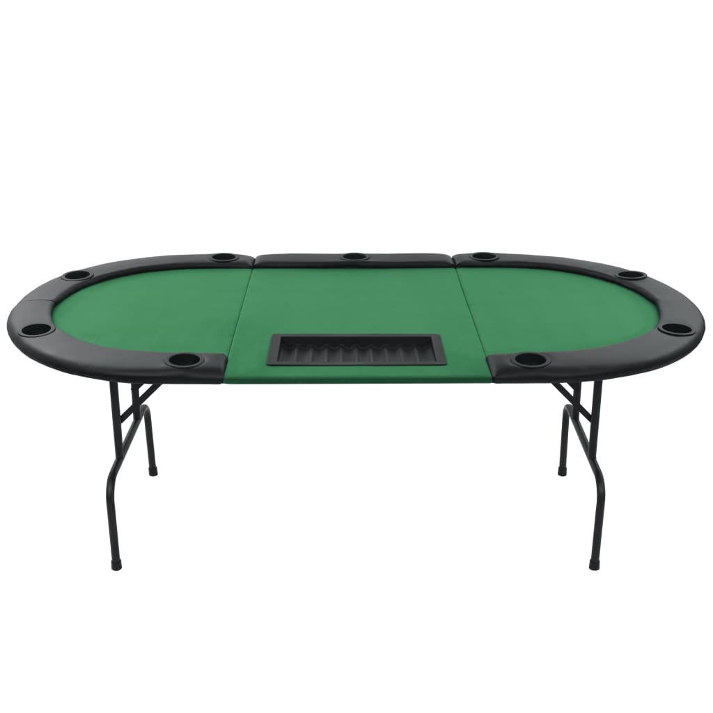 Table de poker pliable pour 9 joueurs 3 plis Ovale Vert 