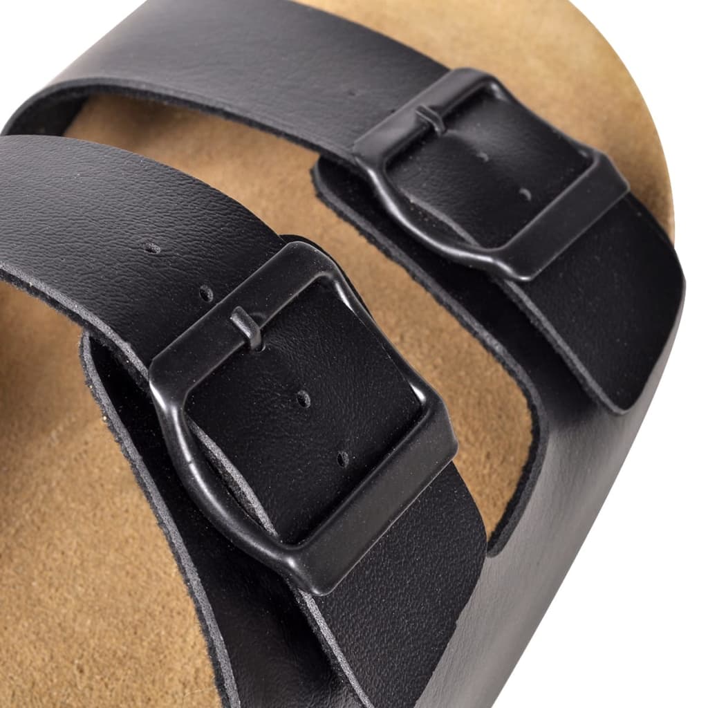 Men's Bio Cork Sandal with 2 Buckle Straps Black Size 42