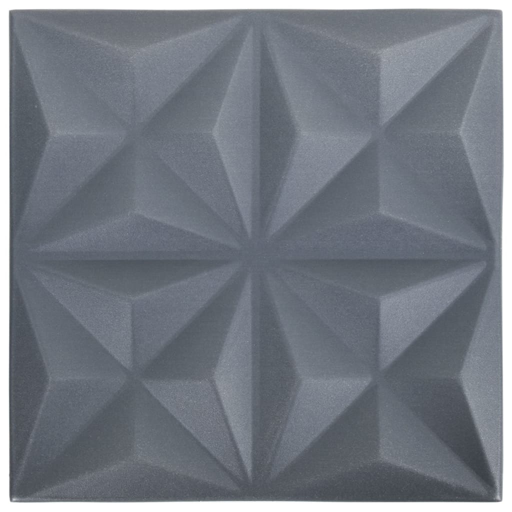 3D Wall Panels 48 pcs 50x50 cm Origami Grey 12 m²