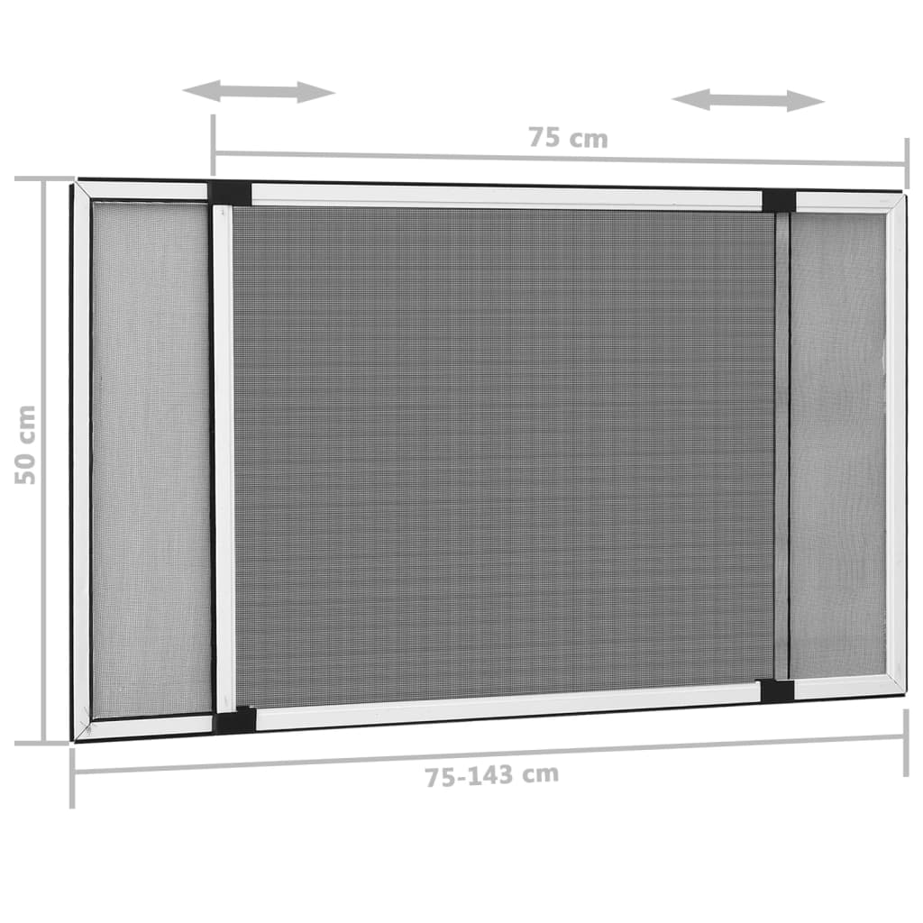 Ausziehbarer Insektenschutz für Fenster Weiss (75-143)x50 cm 