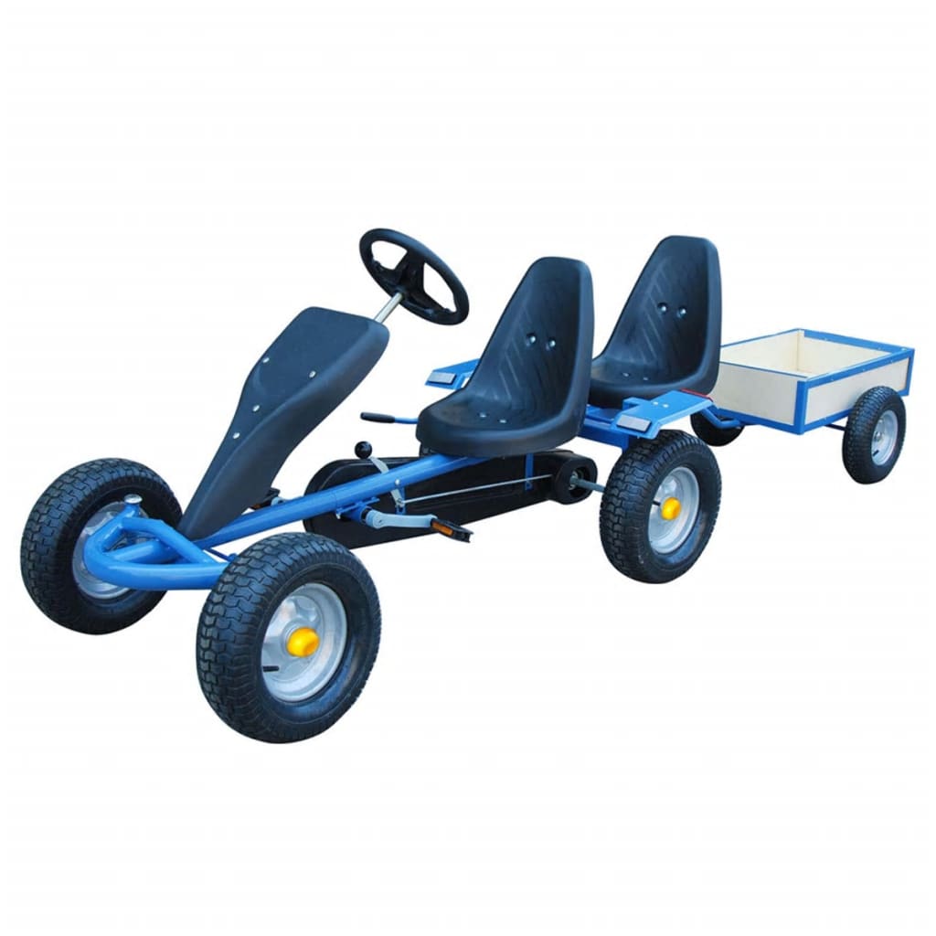 Go-Kart blau Zweisitzer mit Anhänger