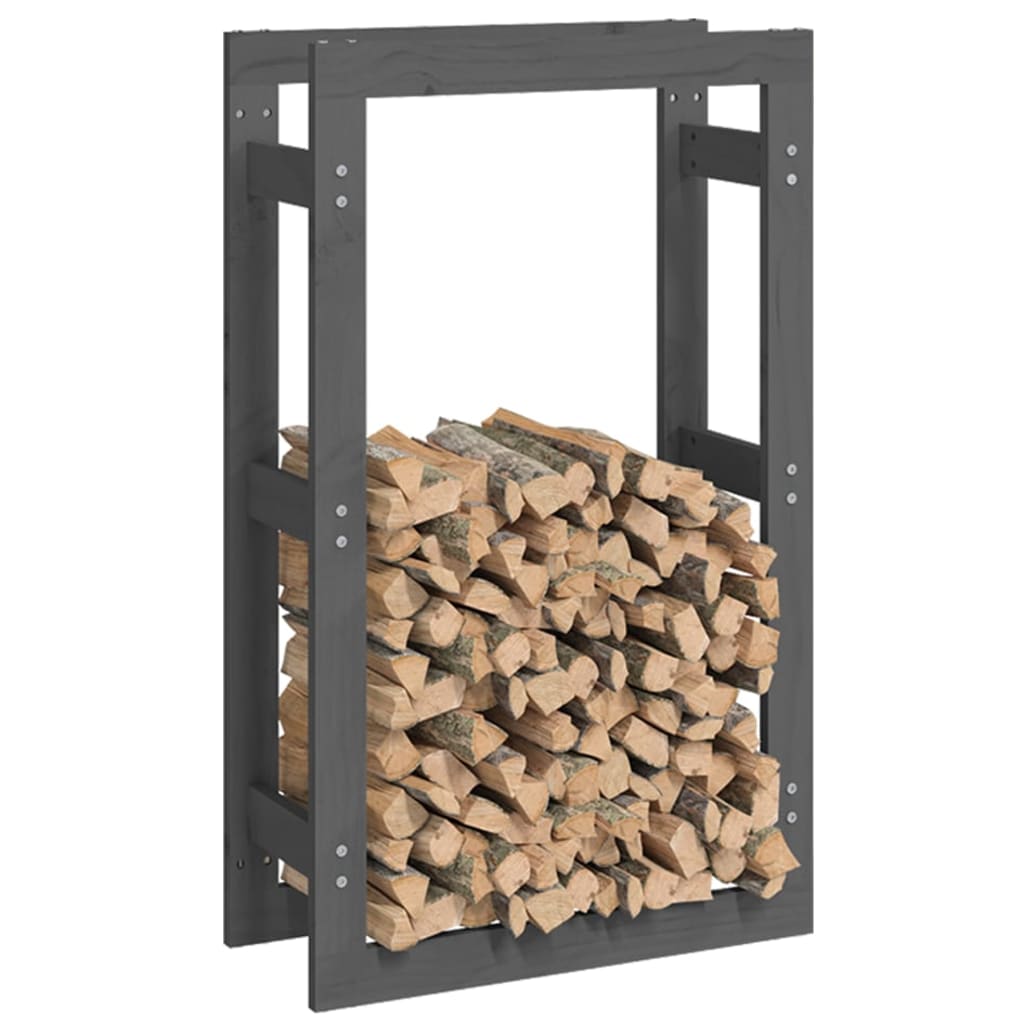 Firewood Rack Grey 60x25x100 cm Solid Wood Pine