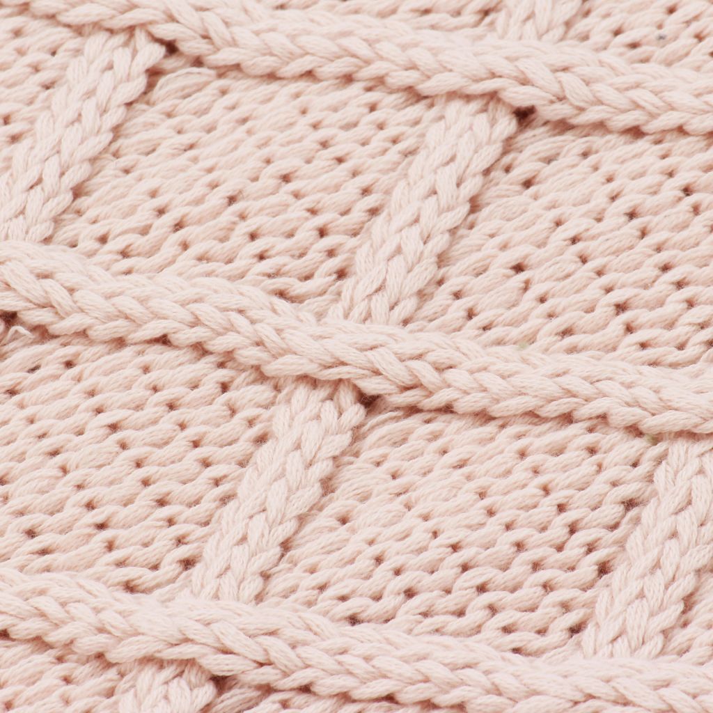 Knitted Throw Blanket Cotton 130x171 cm Plaid Design Pink