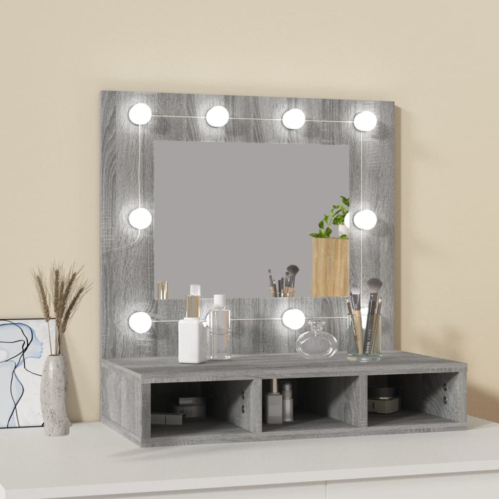 Armoire à miroir avec LED Sonoma gris 60x31,5x62 cm