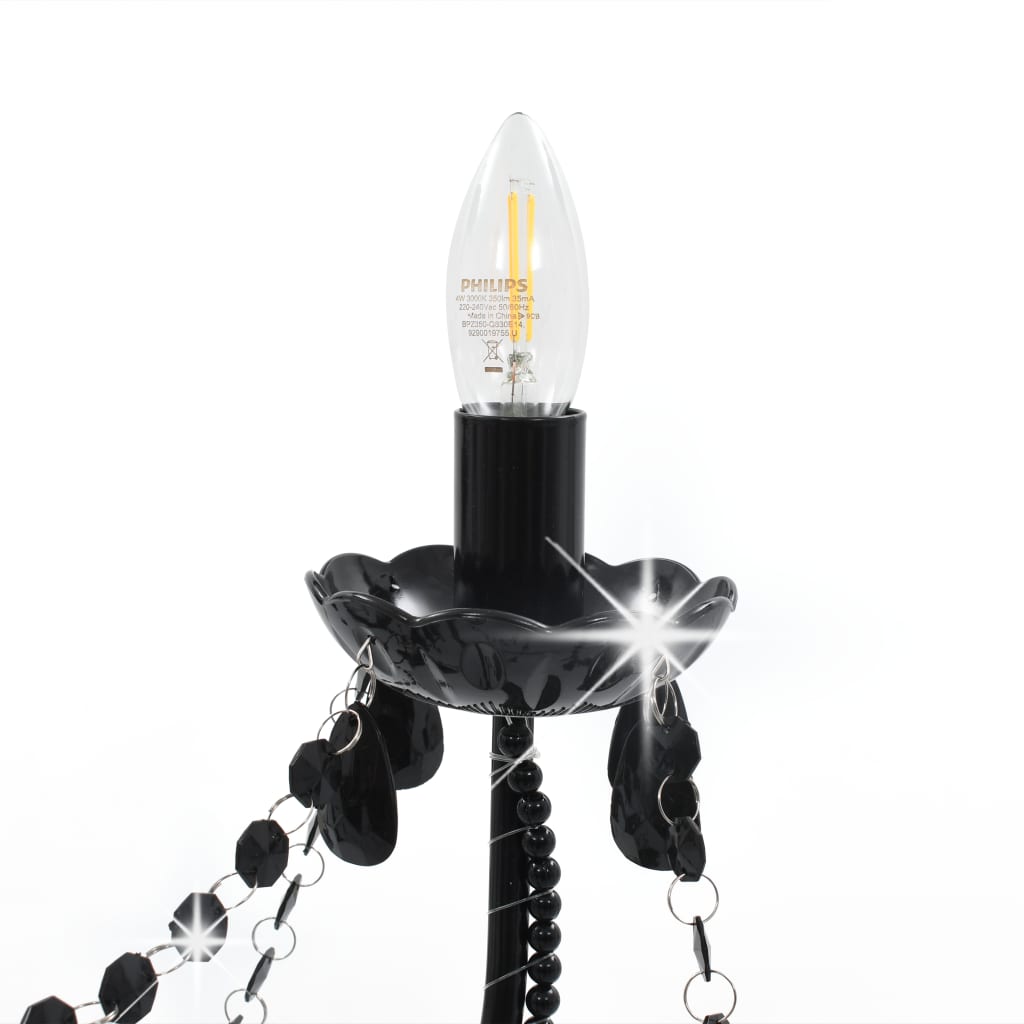 Lustre à perles Noir 8 ampoules E14