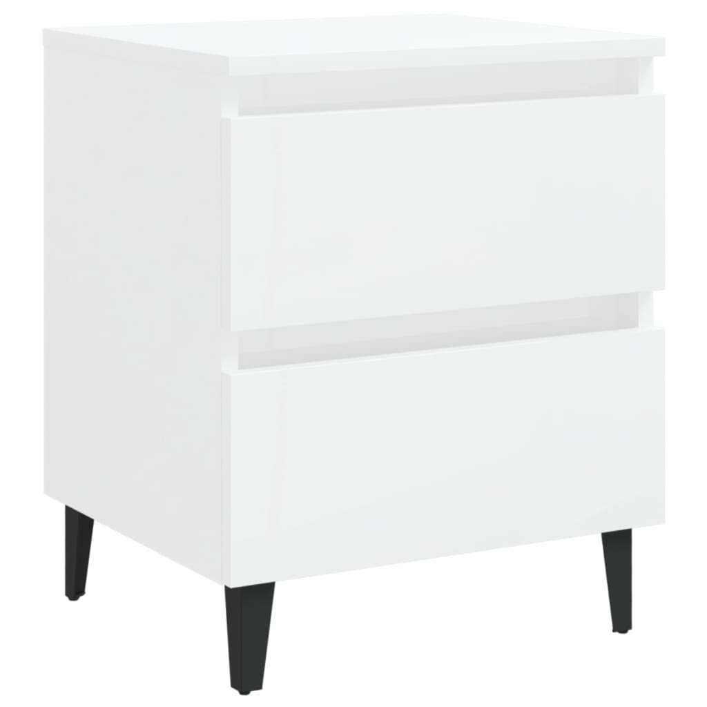 Bed Cabinet  High Gloss White 40x35x50 cm Engineered Wood