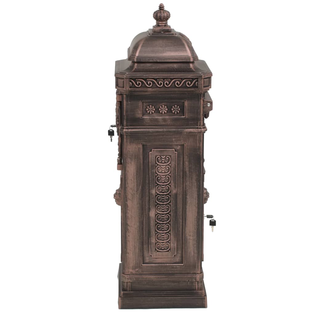 Pillar Letterbox Aluminium Vintage Style Rustproof Bronze