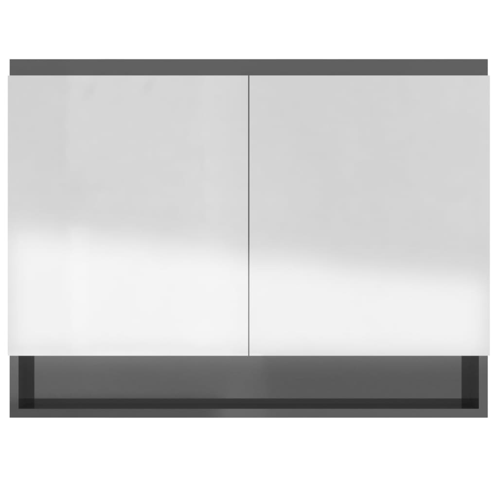 Bathroom Mirror Cabinet 80x15x60 cm MDF Shining Grey
