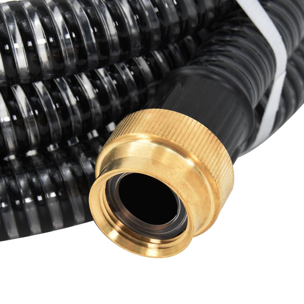 Suction Hose with Brass Connectors Black 1.1" 20 m PVC