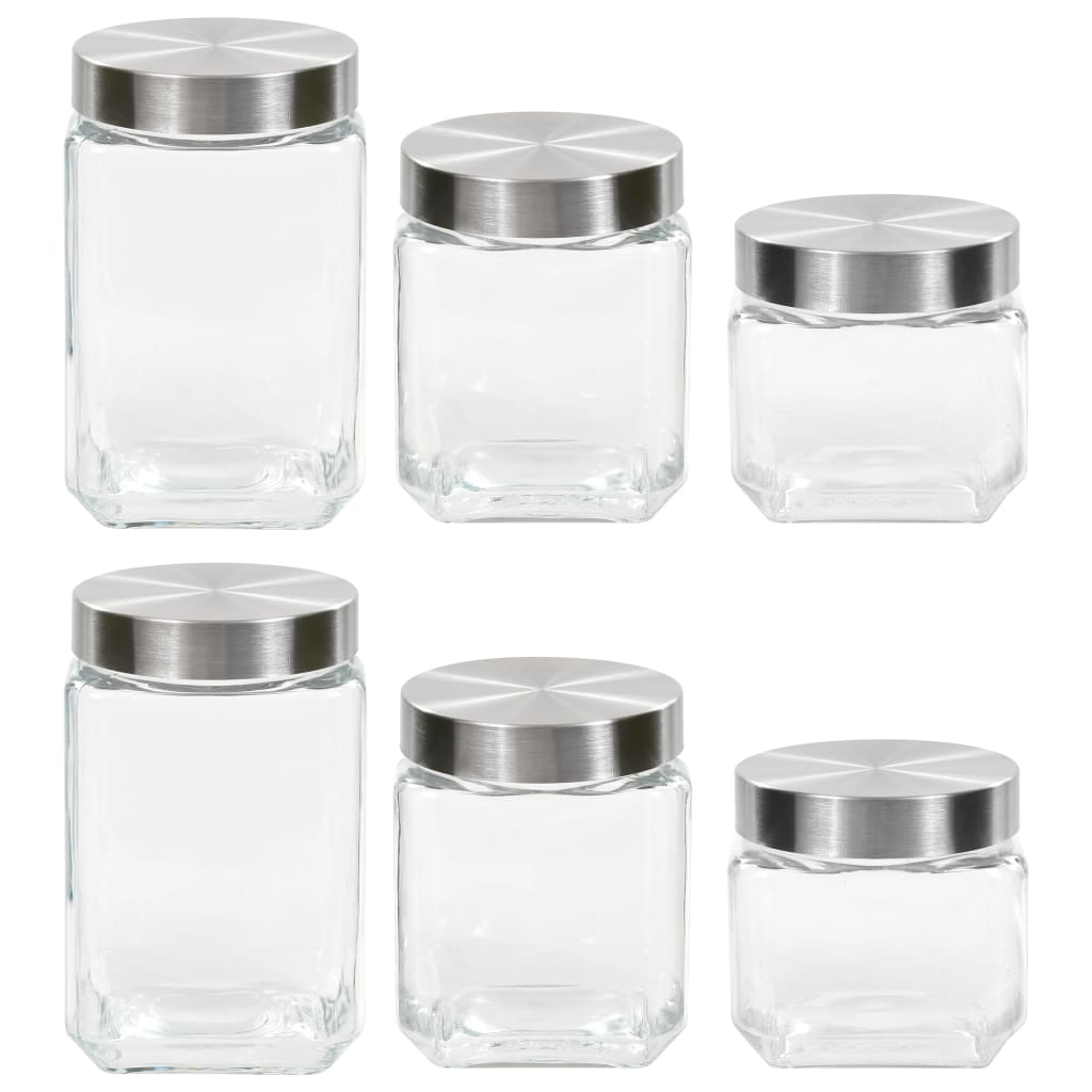 Storage Jars with Sliver Lid 6 pcs 800/1200/1700 ml