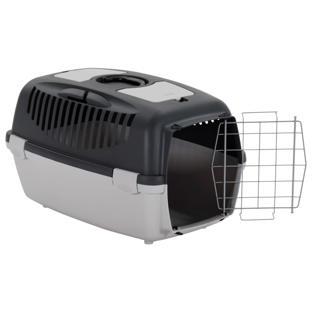Pet Carrier Grey and Black 61x40x38 cm PP