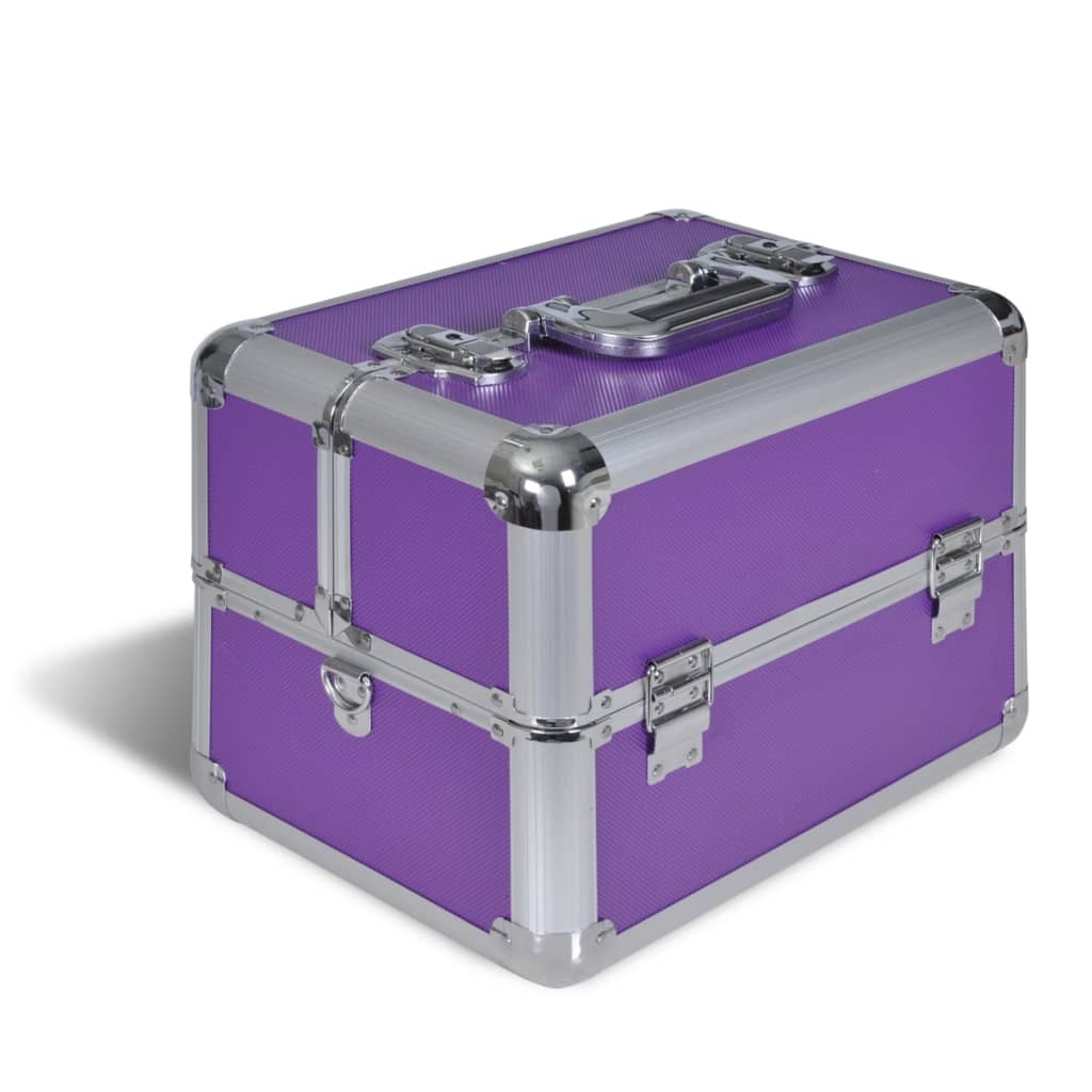 Aluminum jewelry box cosmetic bag makeup case purple
