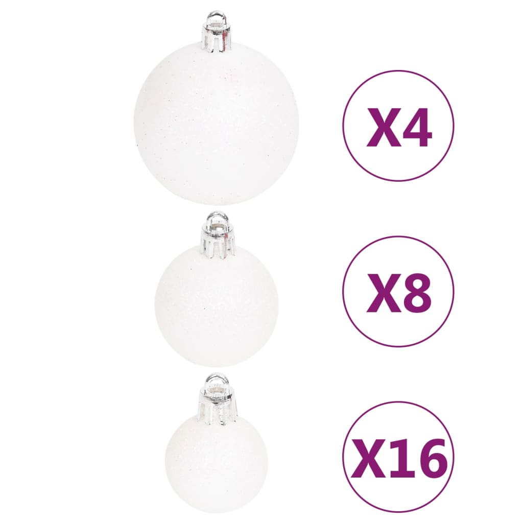 108 Piece Christmas Bauble Set Silver and White