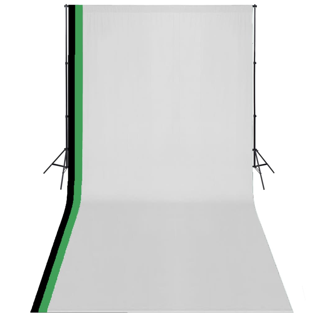Photo Studio Kit with 3 Cotton Backdrops Adjustable Frame 3x6m