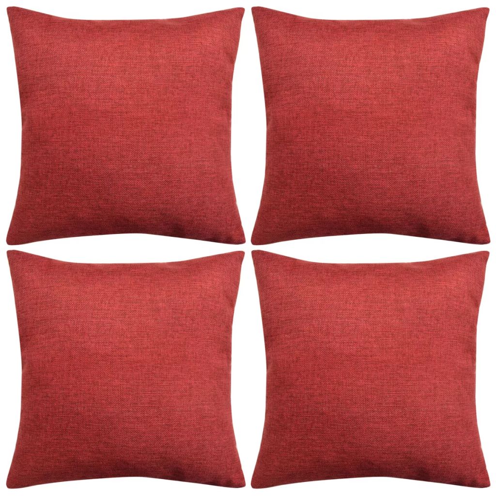 Cushion Covers 4 pcs Linen-look Burgundy 50x50 cm