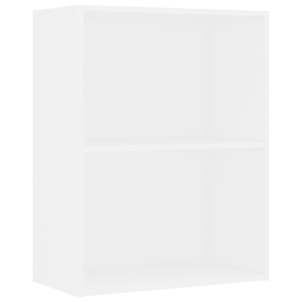 2-Tier Book Cabinet White 60x30x76.5 cm Chipboard