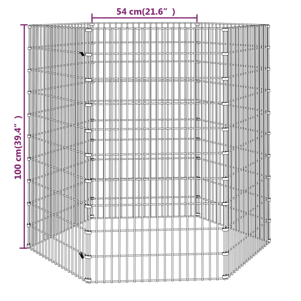 6-Panel Rabbit Cage 54x100 cm Galvanised Iron
