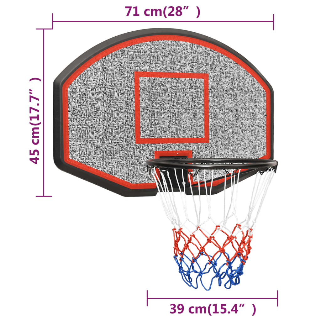 Basketball Backboard Black 71x45x2 cm Polyethene
