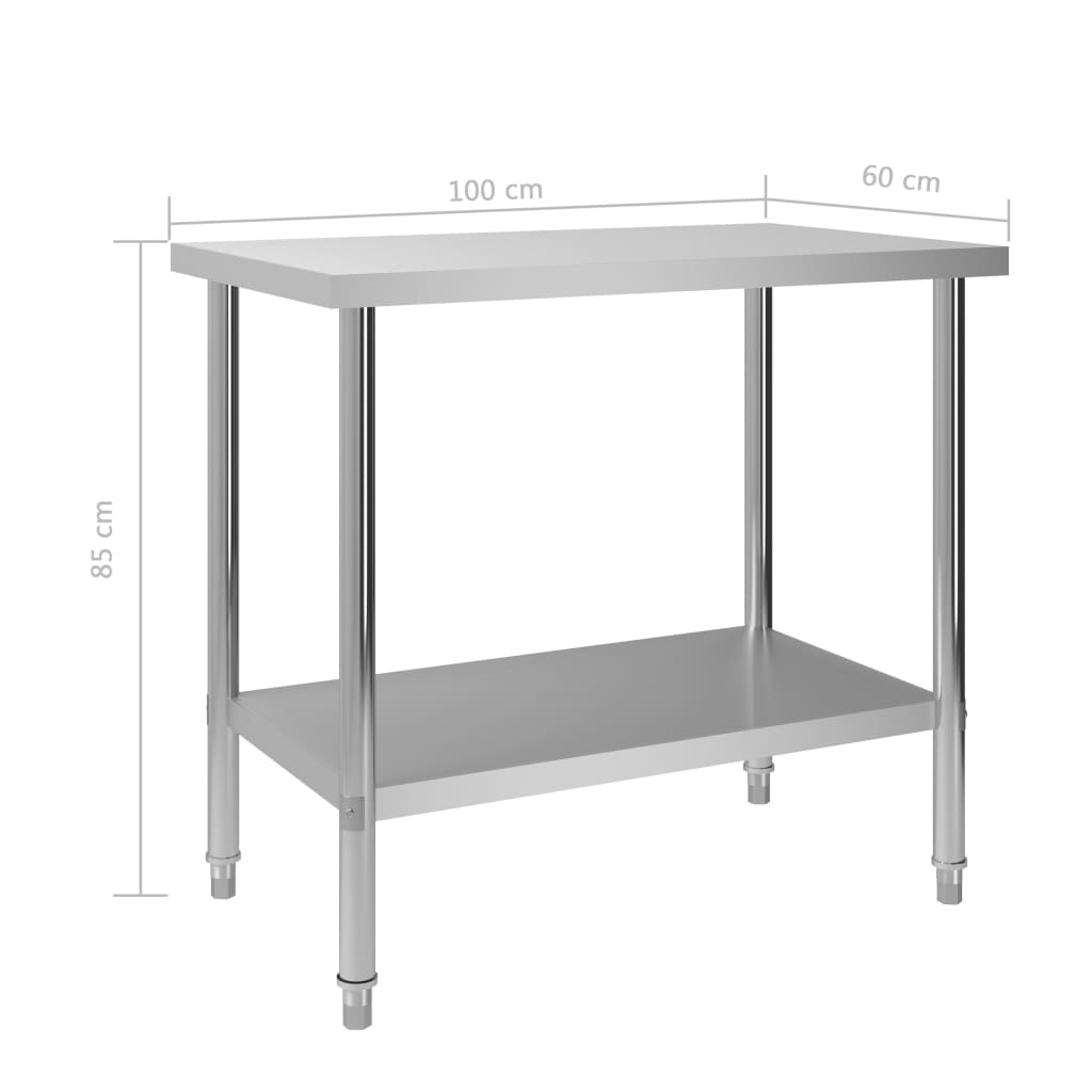 Table de travail de cuisine 100x60x85 cm Acier inoxydable