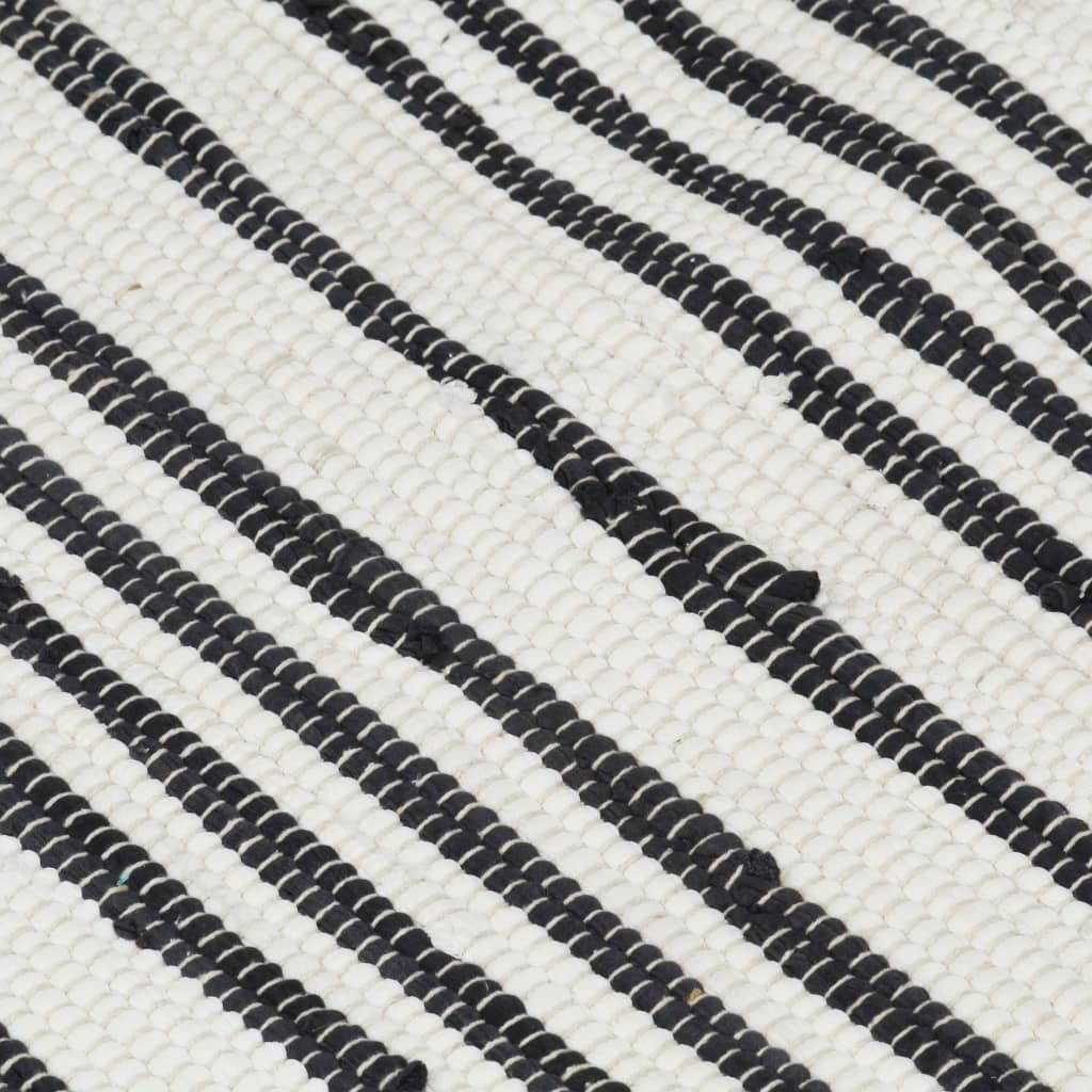 Handgewebter Chindi-Teppich Baumwolle 120x170cm Anthrazit Weiss