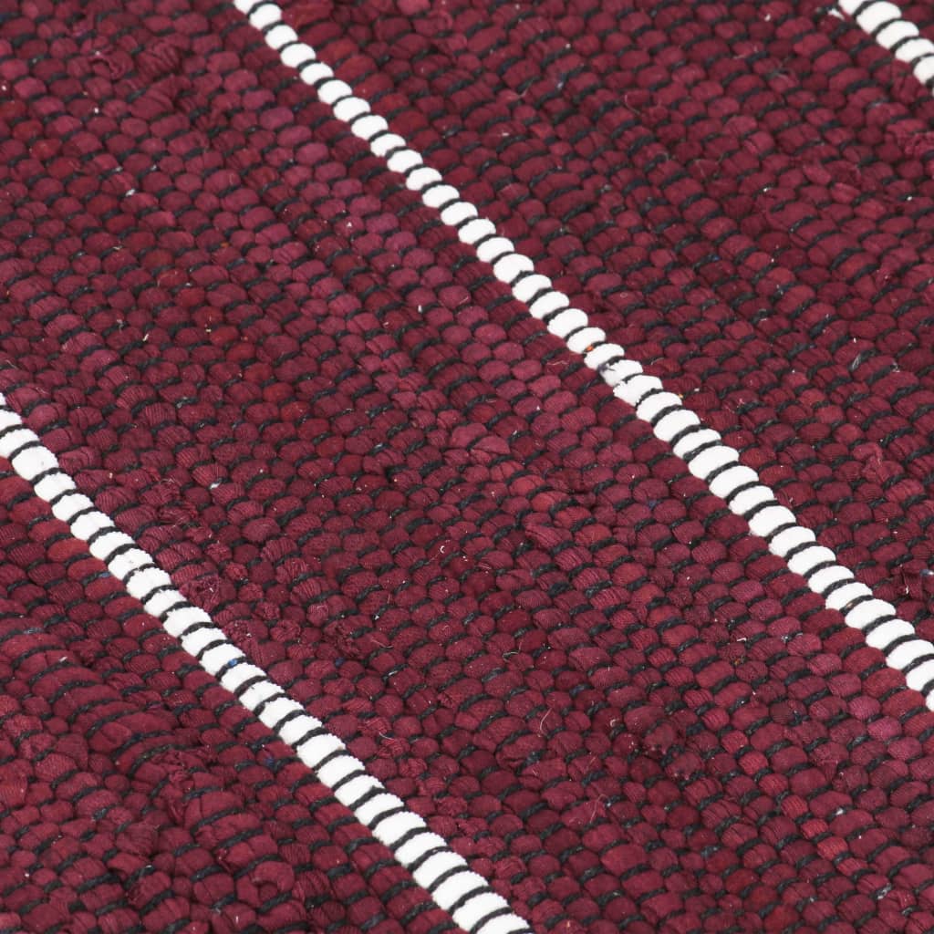 Handgewebter Chindi-Teppich Baumwolle 120x170 cm Weinrot