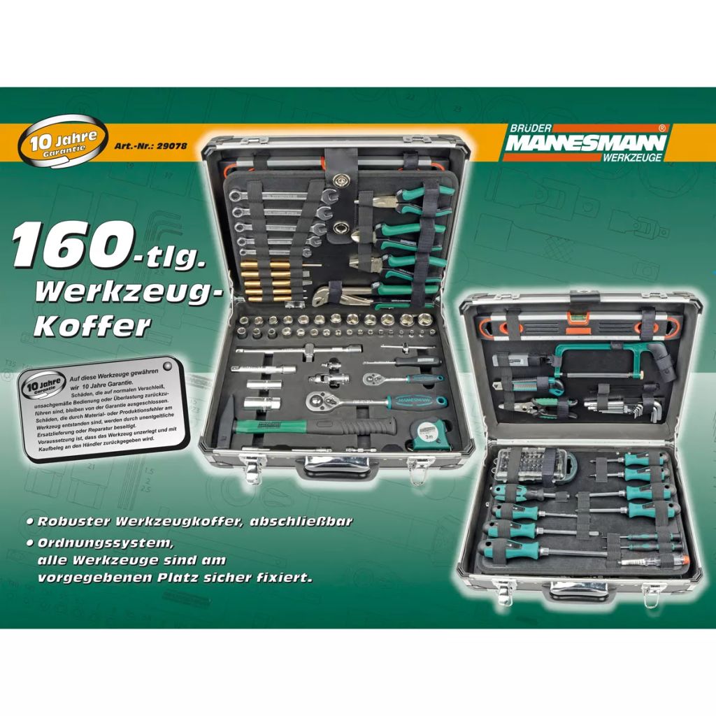 Brüder Mannesmann 160-teiliges Werkzeug-Set 29078
