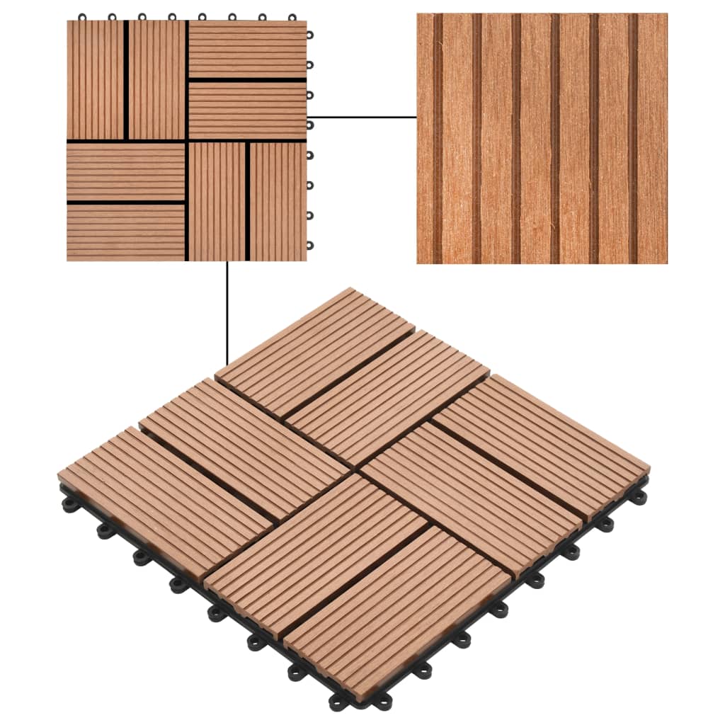 22 pcs Decking Tiles 30x30 cm 2 sqm WPC Brown