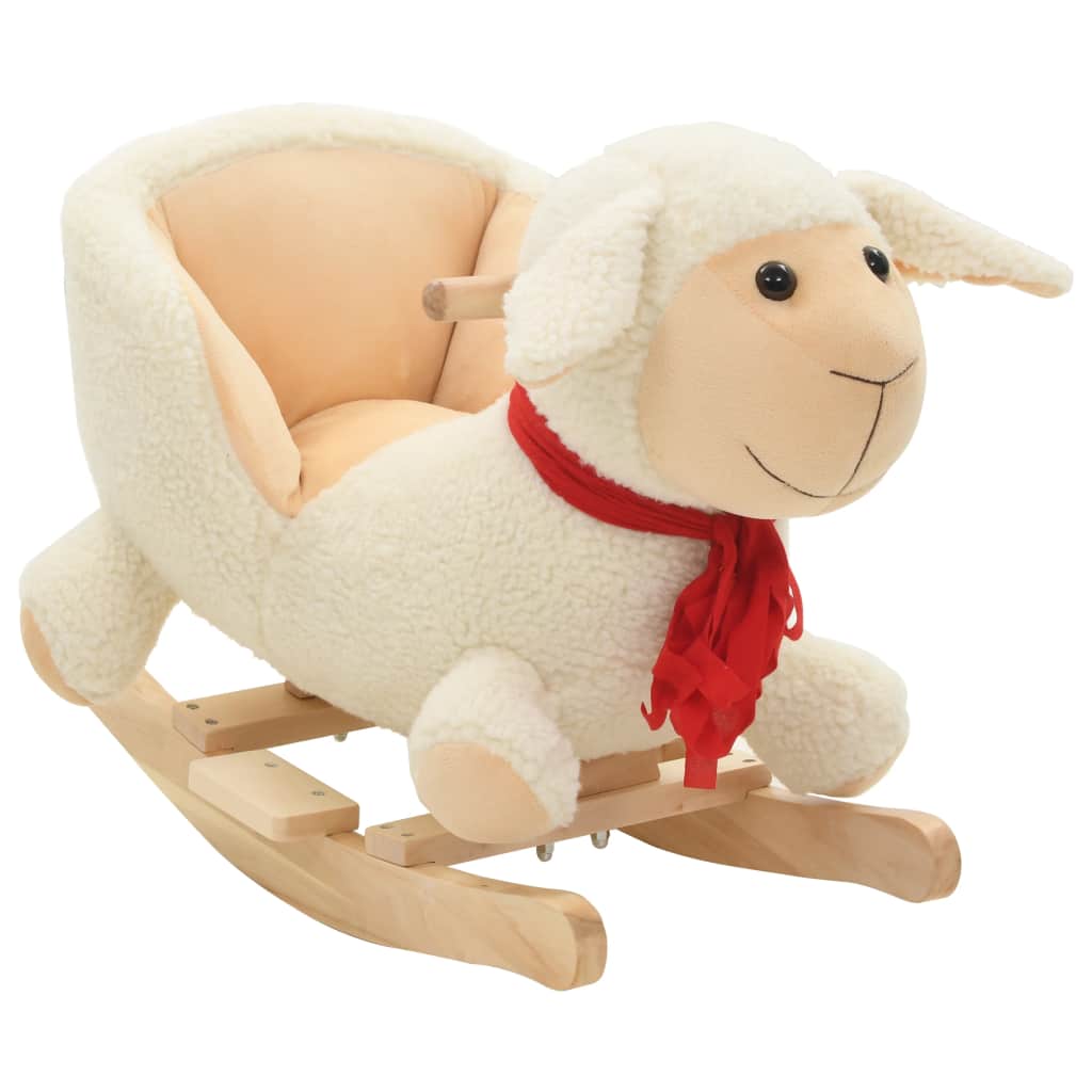 Schaukeltier Schaf mit Rückenlehne Plüsch 60x32x50 cm Weiss
