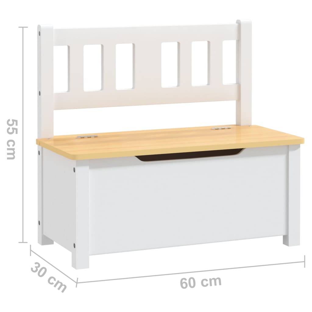 Kinderbank mit Stauraum Weiss und Beige 60x30x55 cm MDF