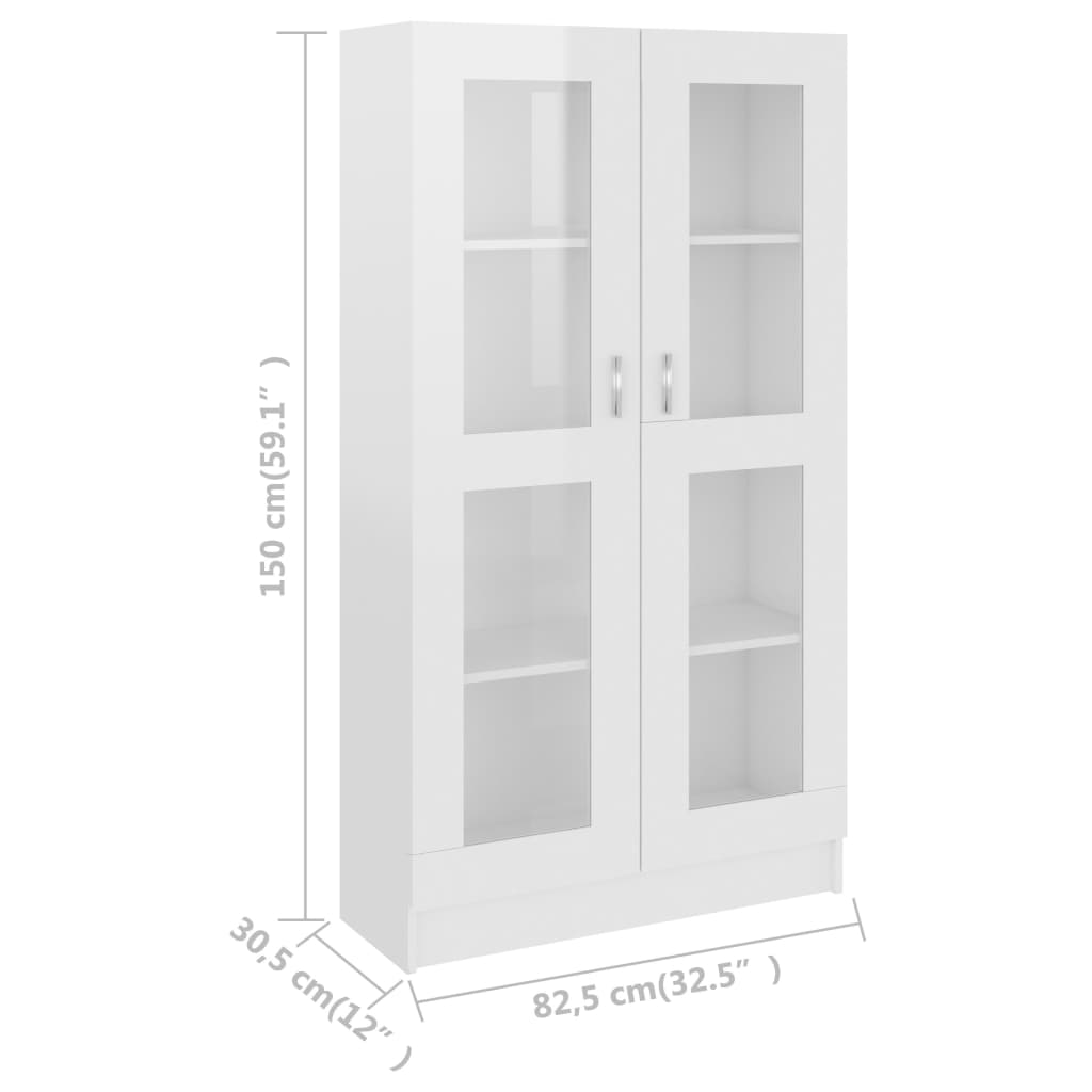 Armoire à vitrine Blanc brillant 82,5x30,5x150 cm Aggloméré