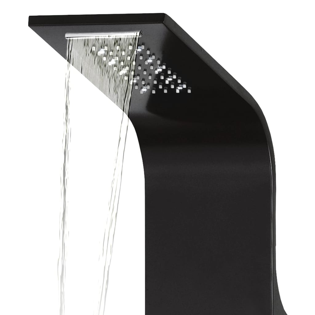 Shower Panel Unit Aluminium 20x44x130 cm Black