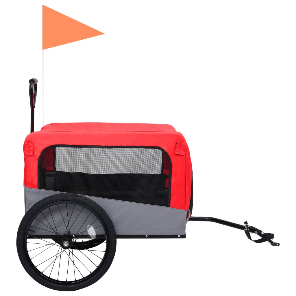 2-in-1 Pet Bike Trailer & Jogging Stroller Red and Grey