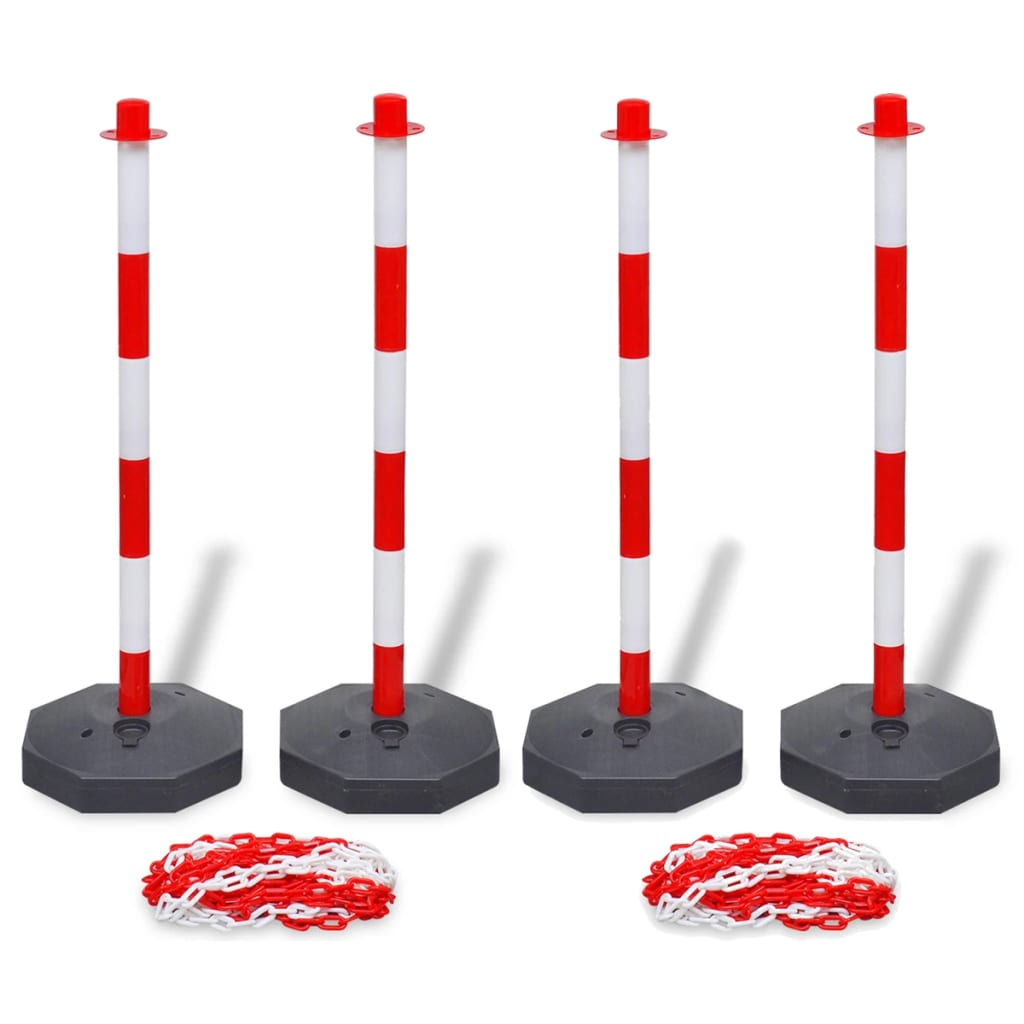 Set of 4 Chain Posts and 2 Plastic Chians of 10 m Each