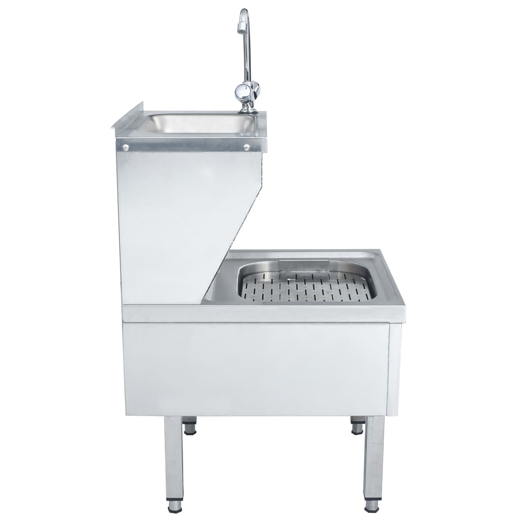 Commercial Hand Wash Sink with Faucet Freestanding Stainless Steel