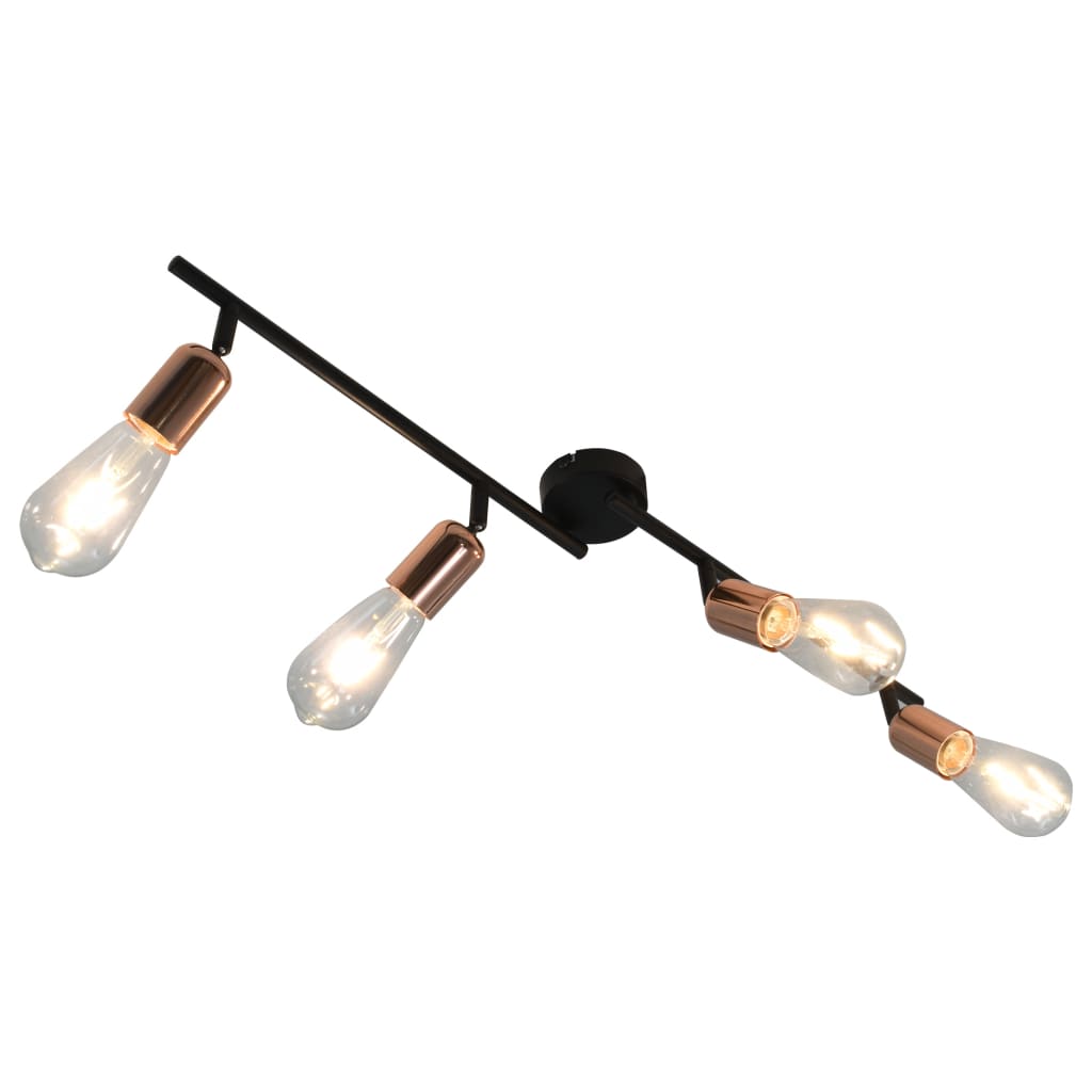4-way Spot Light with Filament Bulbs 2 W Black and Copper 60 cm E27