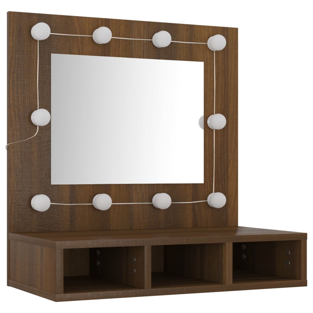 Armoire à miroir avec LED Chêne marron 60x31,5x62 cm