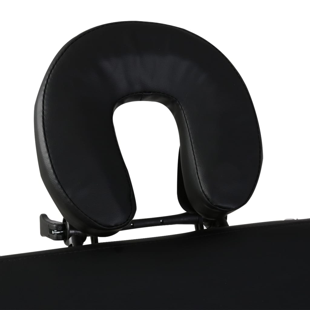  Table de massage pliable Noir 4 zones avec cadre en bois